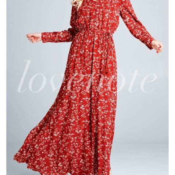 lovenote Dresses & Skirts - 1 left(L) Boho Fully Lined Long Sleeve Floral Maxi